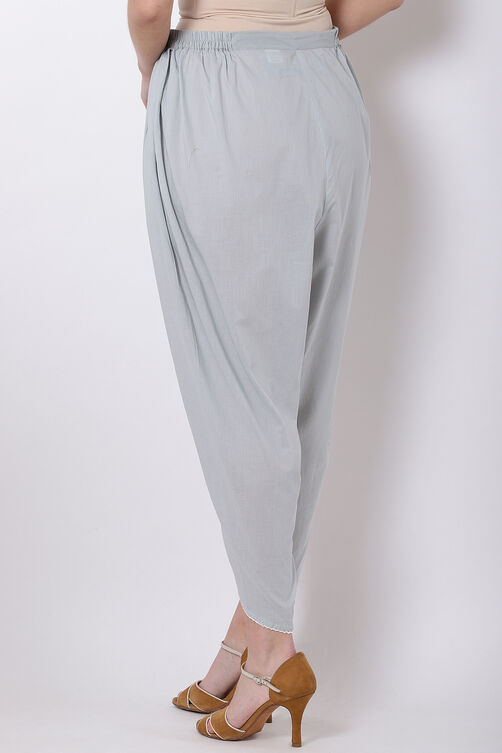 Grey Cotton Tulip Pants image number 4
