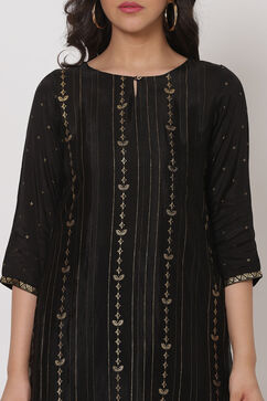 Black Viscose Straight Kurta image number 1