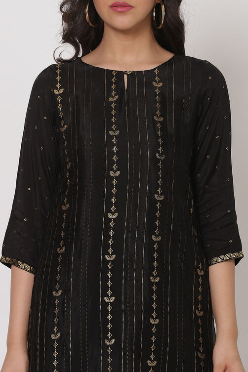 Black Viscose Straight Kurta image number 1