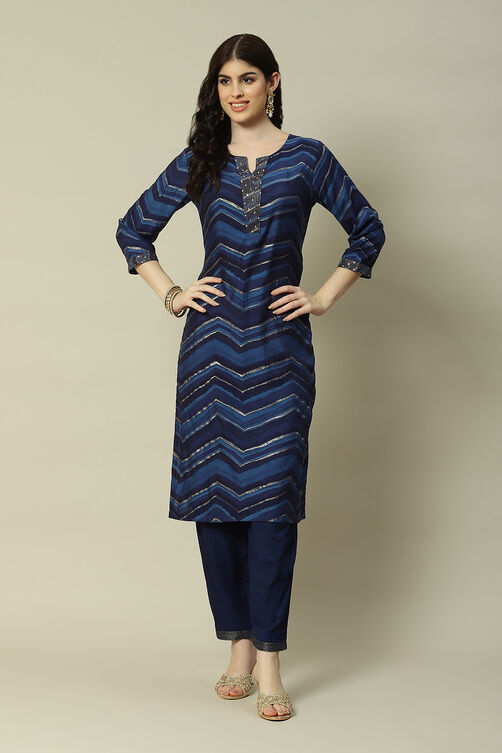 Green LIVA Straight Printed Kurta Palazzo Suit Set image number 6