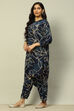 Aqua Blue Floral Printed Straight Co-ord Set image number 3