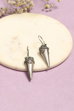 Oxidised Green Brass Earrings image number 0