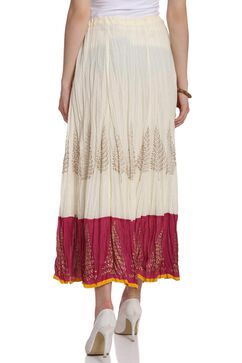 Off White Cotton Skirt image number 4