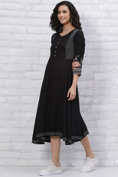 Black Viscose Schiffli Anarkali Kurta Dress image number 2