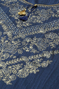 Blue Poly Viscose Straight Printed Kurta image number 1