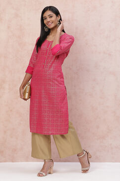 Fuchsia Art Silk Straight Kurta image number 0