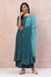 Dark Green And Teal Polyester Chiffon Dupatta image number 0