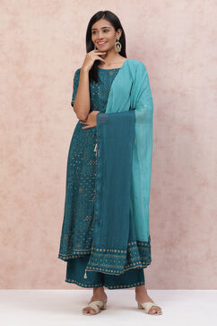Dark Green Polyester Chiffon Dupatta image number 0