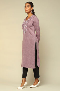 Mauve Acrylic Straight Kurta image number 2