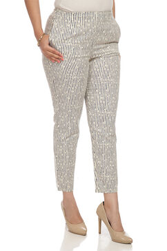 Ecru Cotton Slim Pants image number 1
