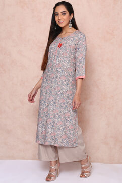 Brown Viscose Rayon Straight Suit Set image number 1