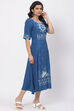 Indigo LIVA Asymmetric Kurta Dress image number 4