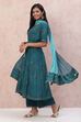 Dark Green And Teal Polyester Chiffon Dupatta image number 2