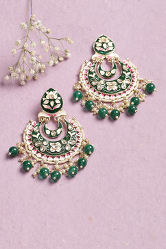 Dark Green Gold Plated Chandbalis image number 0