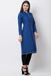 Blue Cotton And Flex A Line Jacket image number 7