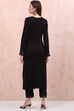 Black Acrylic Straight Kurta image number 4