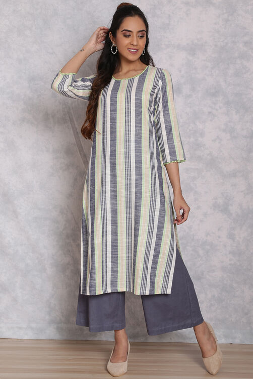 Multicolored Cotton Straight Suit Set image number 1