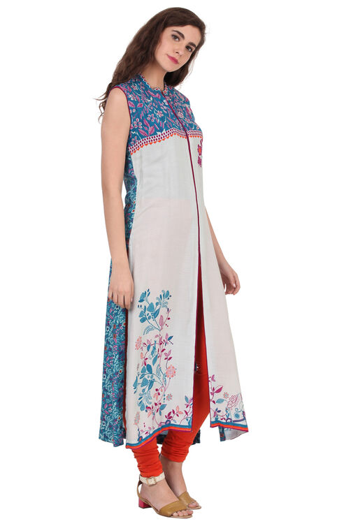 Off White Straight Rayon Kurta image number 3