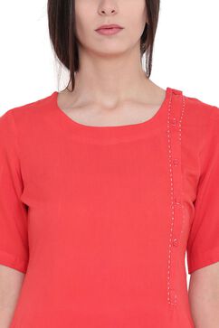 Red Viscose Straight Kurta image number 1