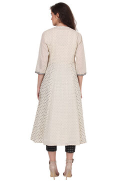 Ivory Anarkali Cotton Kurta image number 4