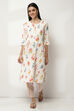 Off-White Cotton Floral Straight Kurta Set image number 6