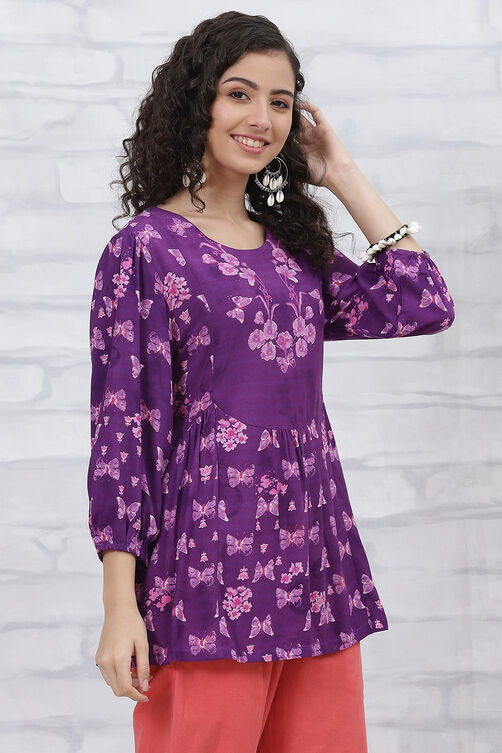 Blue LIVA Tiered Indie Top image number 1