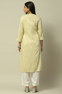 Yellow Rayon Staight Kurta image number 3