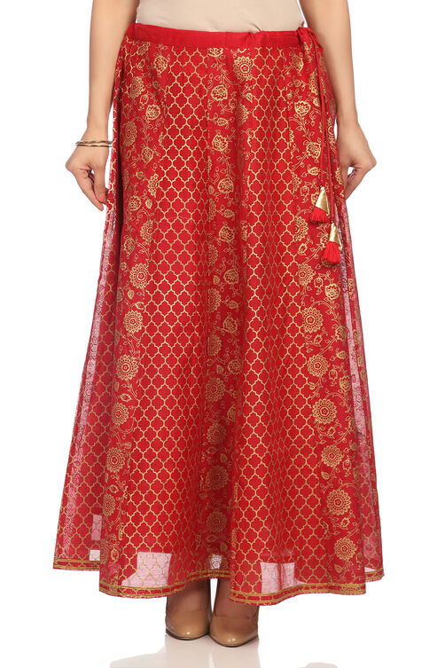 Red Poly Cotton Skirt image number 0