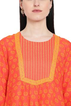 Coral Viscose A-Line Indie Top image number 1