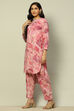 Aqua Blue Floral Printed Straight Co-ord Set image number 0