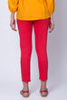 Teal Blue Poly Cotton Slim Pants image number 3