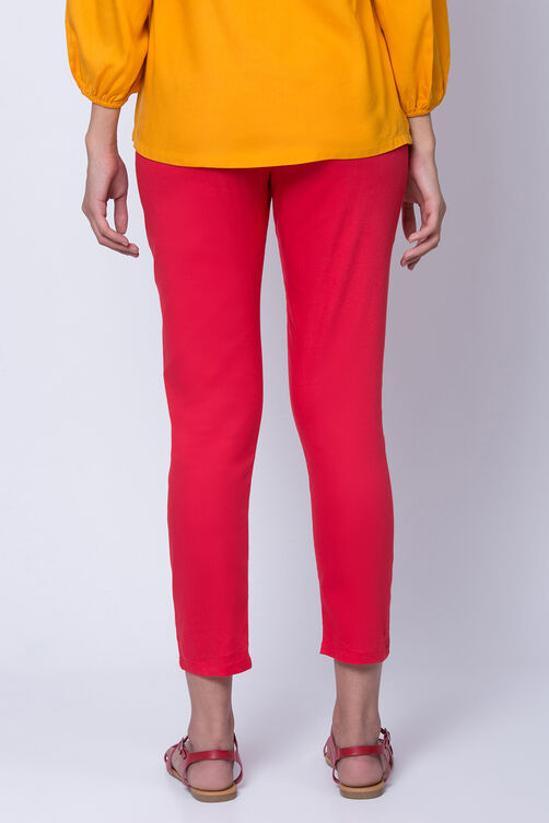 Teal Blue Poly Cotton Slim Pants image number 3