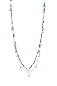 Turquiose Beads And Thread Necklace image number 2