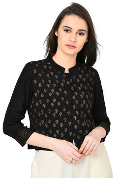 Black Viscose Reversible Jacket image number 0