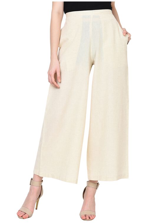 Rangriti Ivory Cotton Flex Palazzo image number 0