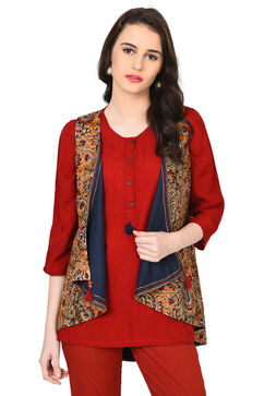 Dark Blue Straight Chambray Shrug image number 0