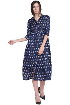 Indigo Viscose Flared Kurta image number 0