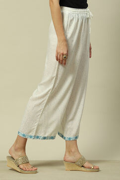 Blue LIVA Straight Printed Palazzo image number 3