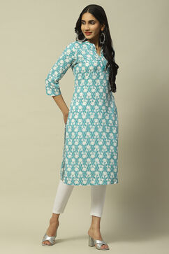 Sea Blue Rayon Staight Kurta image number 0