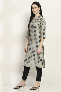 Black Cotton Straight Kurta image number 2
