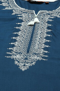 Indigo LIVA Straight Kurta image number 1