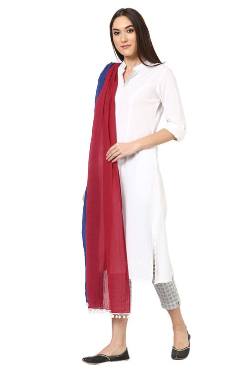 Maroon & Blue Cotton Stole image number 4