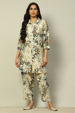 Off-White Viscose Blend Printed Co-ord Set image number 6