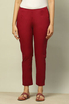 Plum Cotton Blend Solid Patyala image number 4