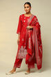 Black Acrylic Straight Yarn Dyed Kurta Palazzo Suit Set image number 0