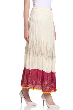 Off White Cotton Skirt image number 3