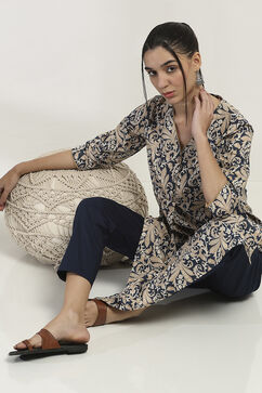 Blue Cotton Straight Kurta image number 0