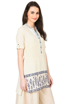 Ivory & Indigo A-Line Cotton Flex Kurta image number 2
