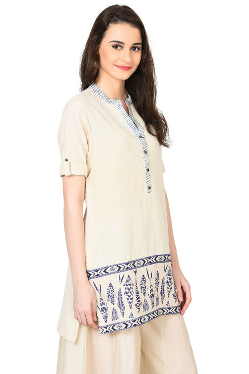 Ivory & Indigo A-Line Cotton Flex Kurta image number 2