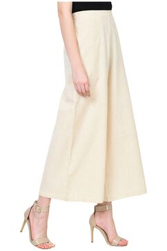 Rangriti Beige Cotton Flex Palazzo image number 3